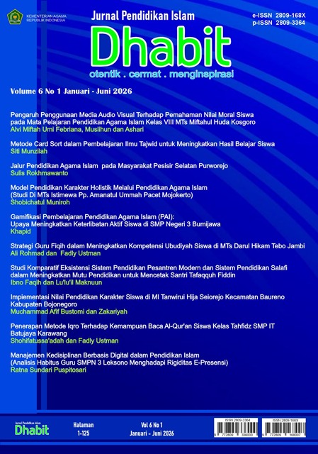 					View Vol. 6 No. 1 (2026): Dhabit Jurnal Pendidikan Islam
				